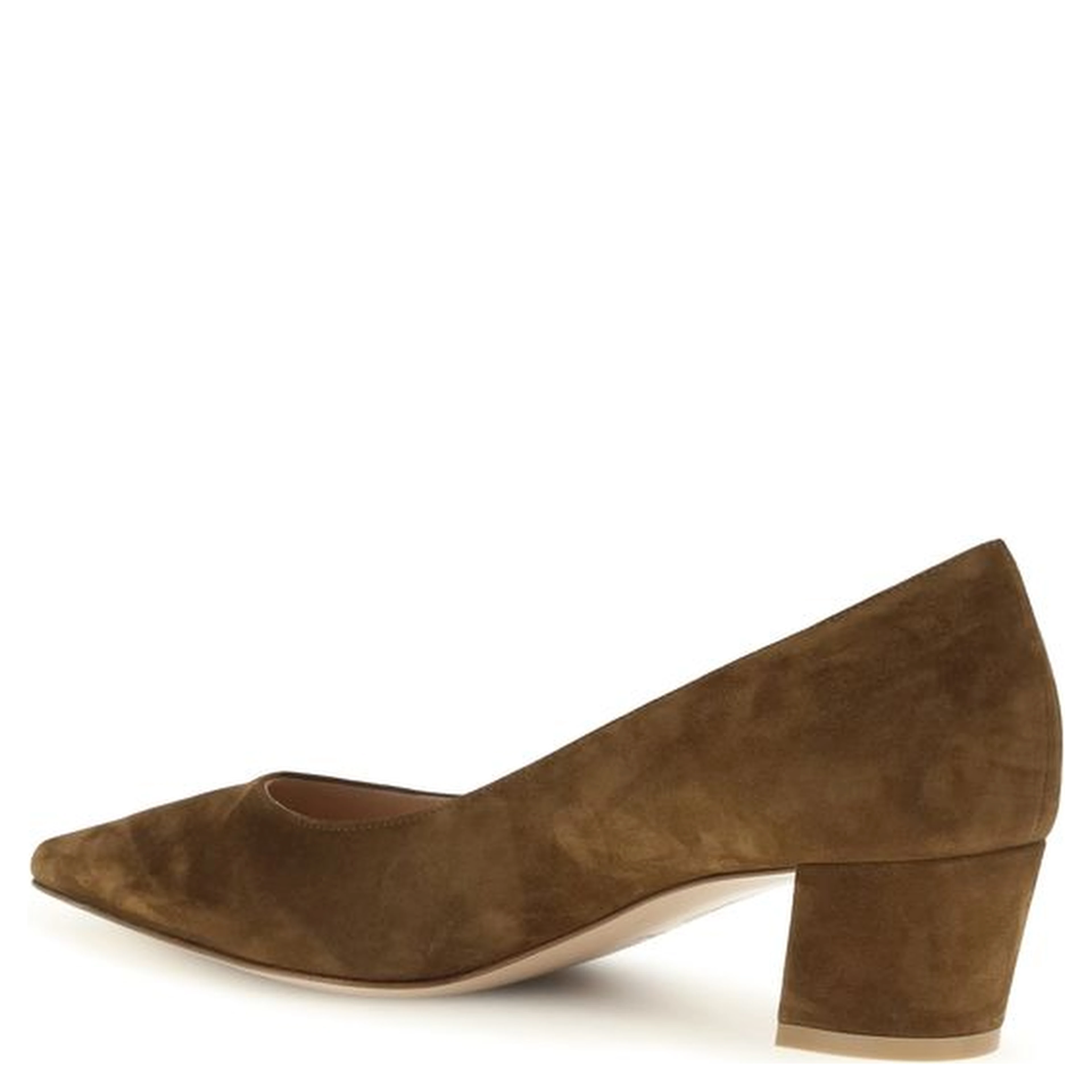 Brown Suede Leather Mid Heel Pumps