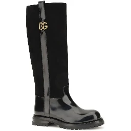 Black Calf Leather Bos Taurus Flat Boots