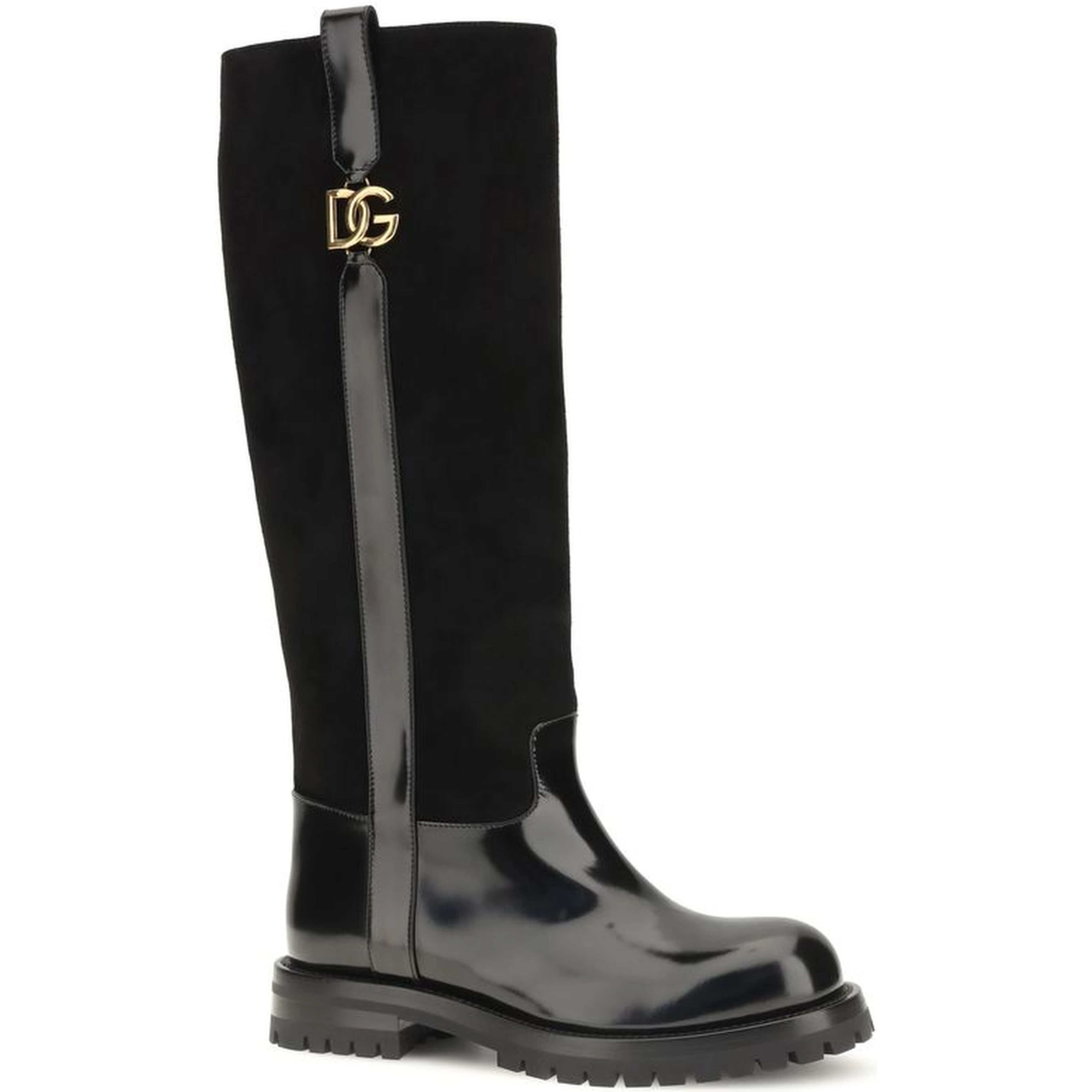 Black Calf Leather Bos Taurus Flat Boots