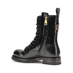 Black Calf Leather Bos Taurus Lace-Up Boots