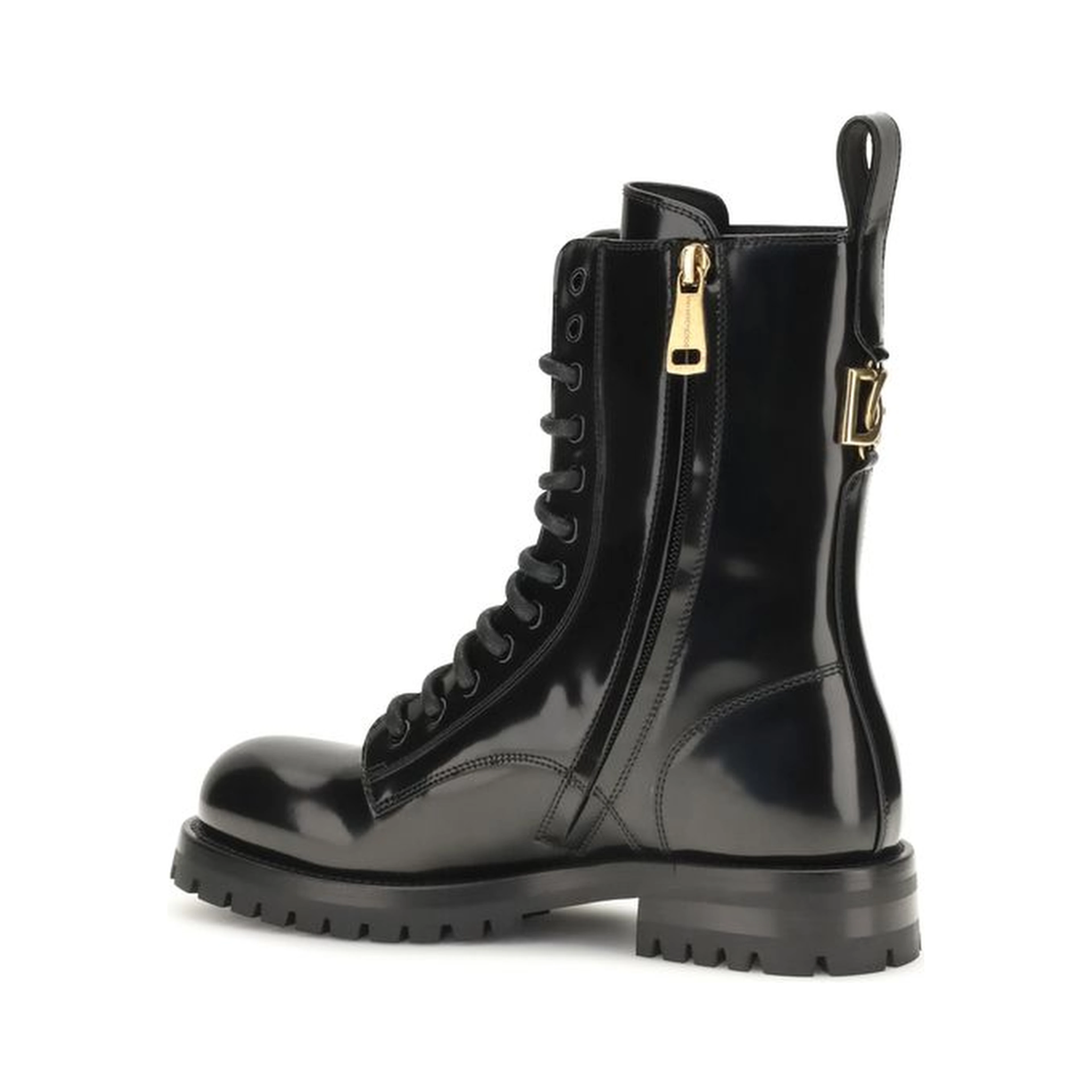 Black Calf Leather Bos Taurus Lace-Up Boots