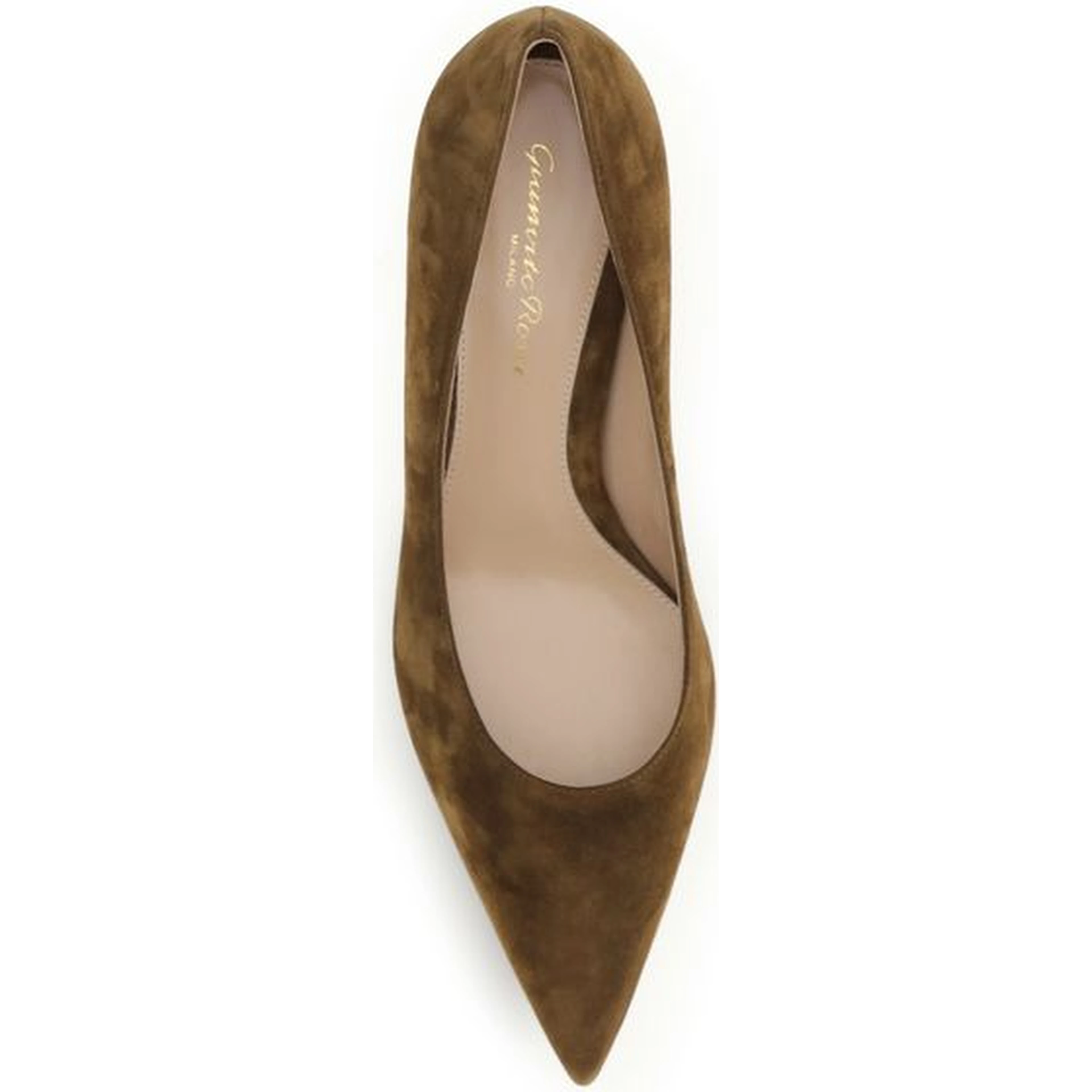Brown Suede Leather Mid Heel Pumps