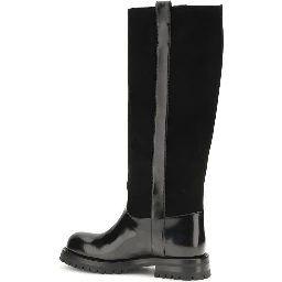 Black Calf Leather Bos Taurus Flat Boots