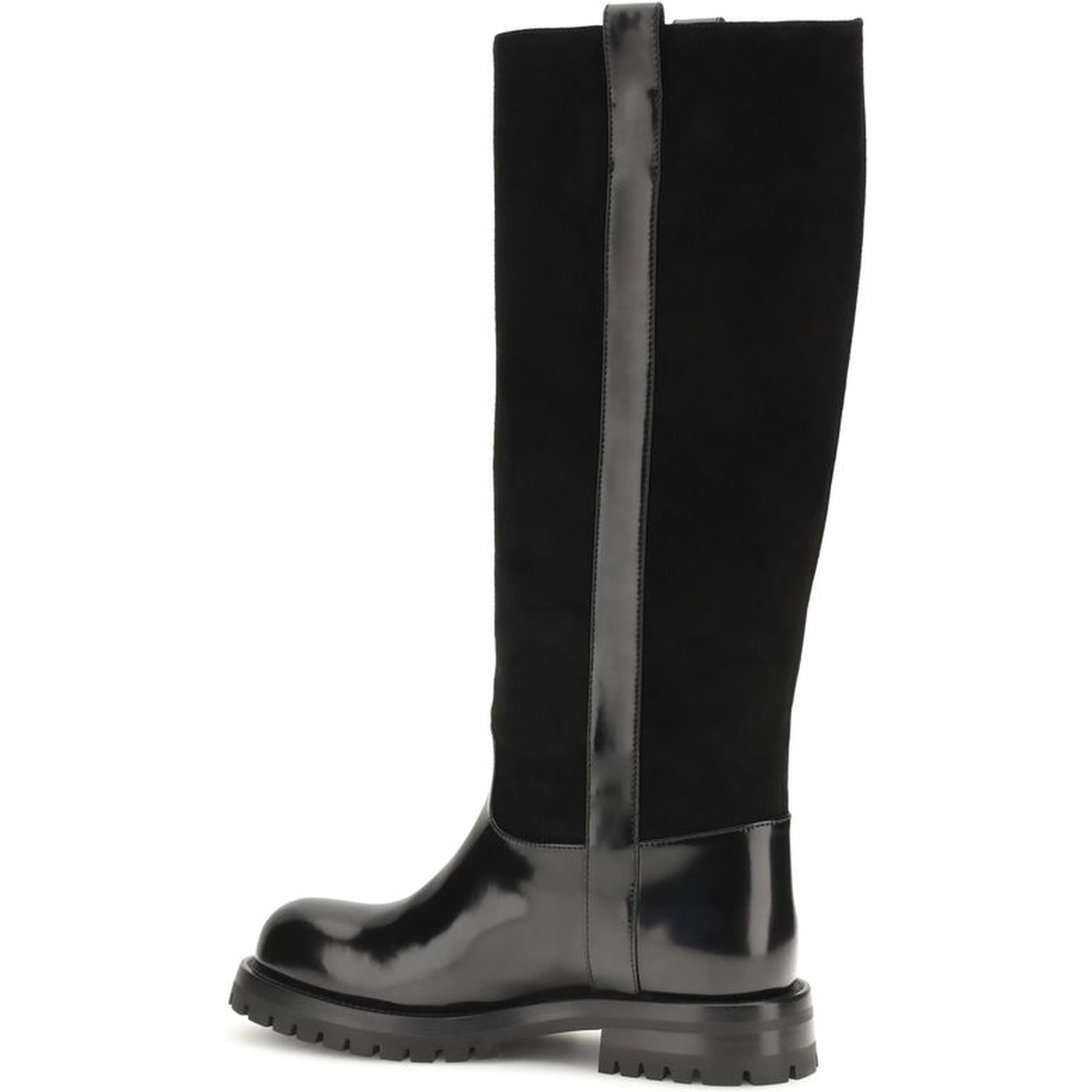 Black Calf Leather Bos Taurus Flat Boots