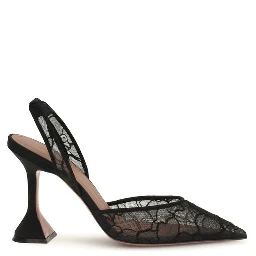 Black Fabric Stiletto Heel Sandals