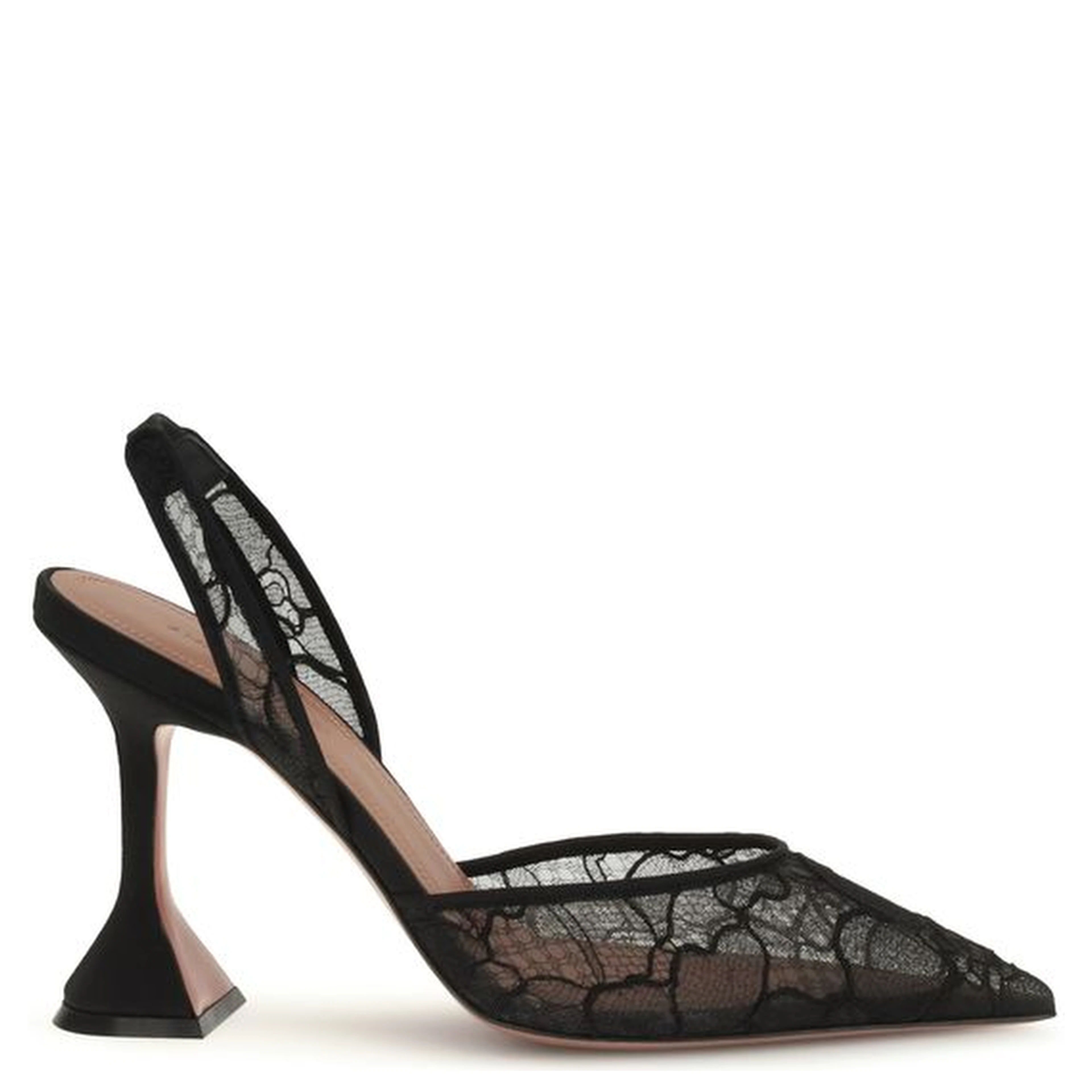 Black Fabric Stiletto Heel Sandals