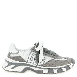Gray Leather Athletic Sneakers