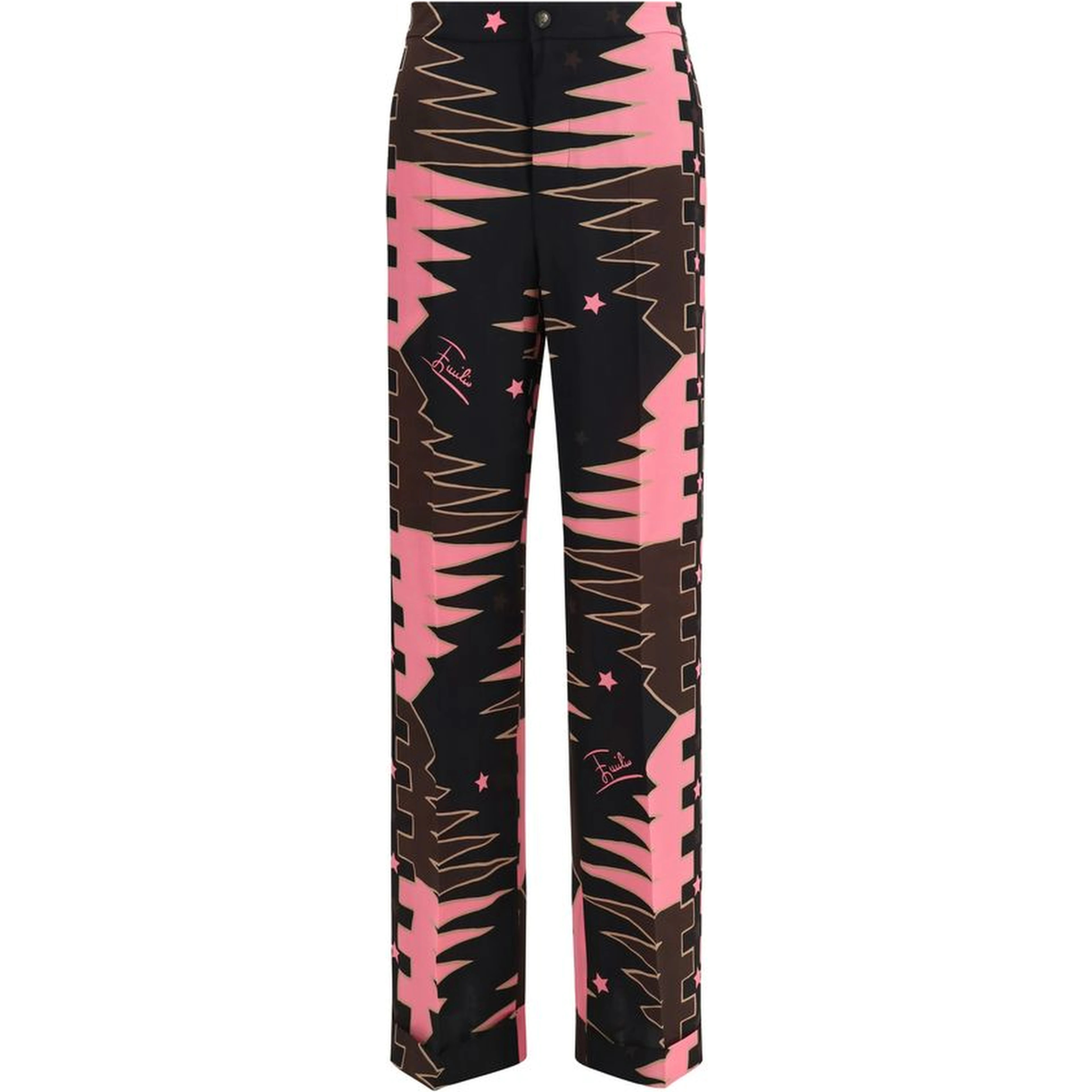 Multicolor Silk Casual Pants