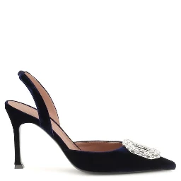 Blue Velvet High Heel Pumps