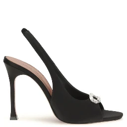 Black Satin Stiletto Heel Sandals