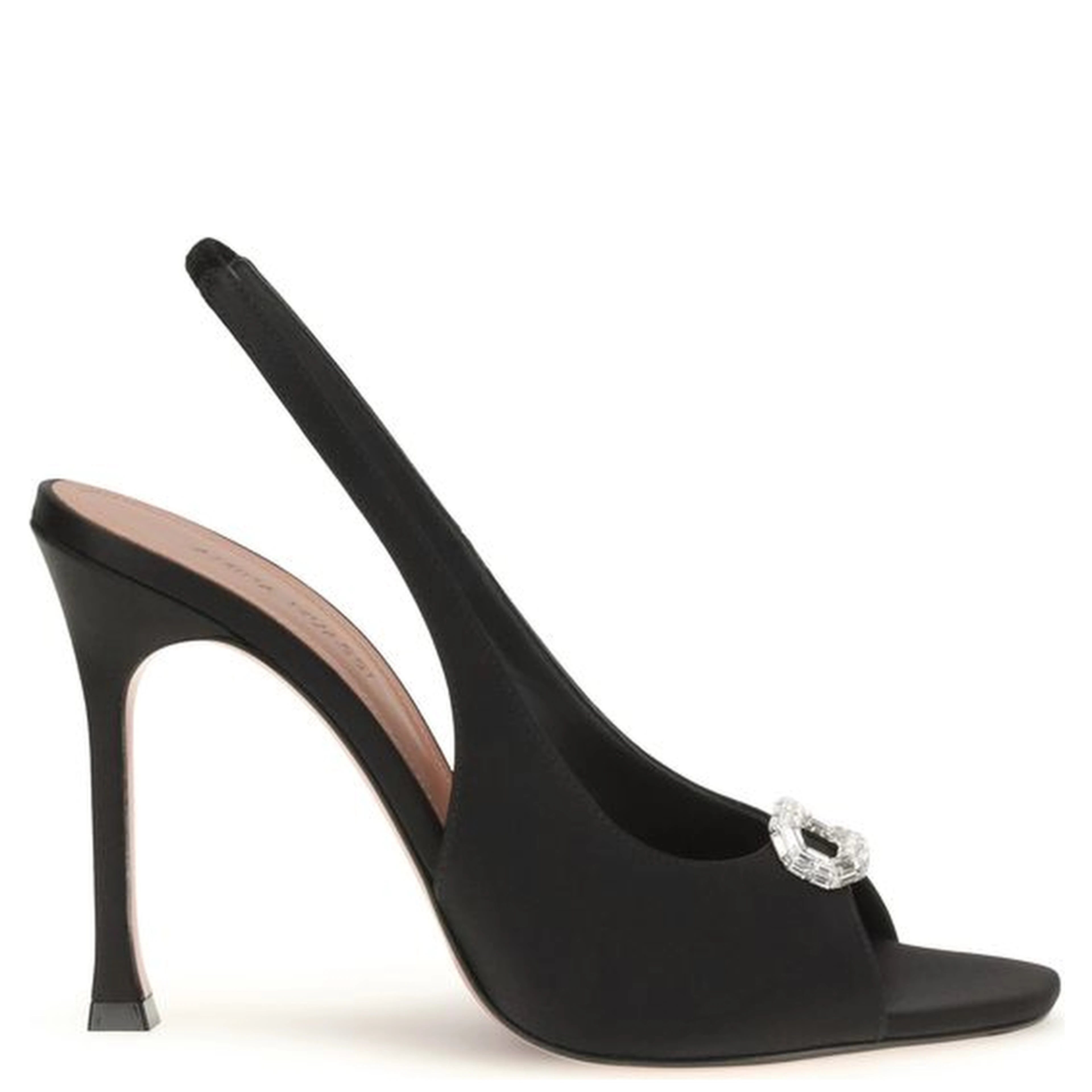 Black Satin Stiletto Heel Sandals