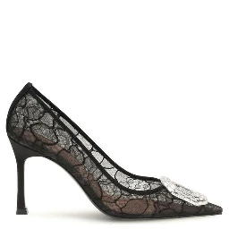 Black Fabric High Heel Pumps