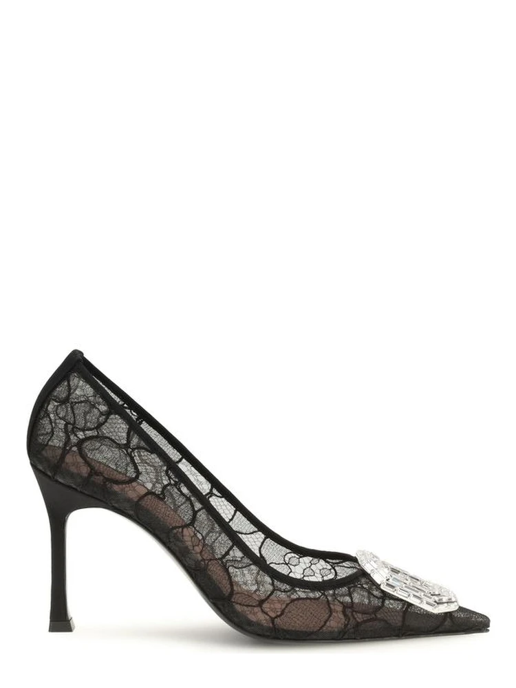 Black Fabric High Heel Pumps