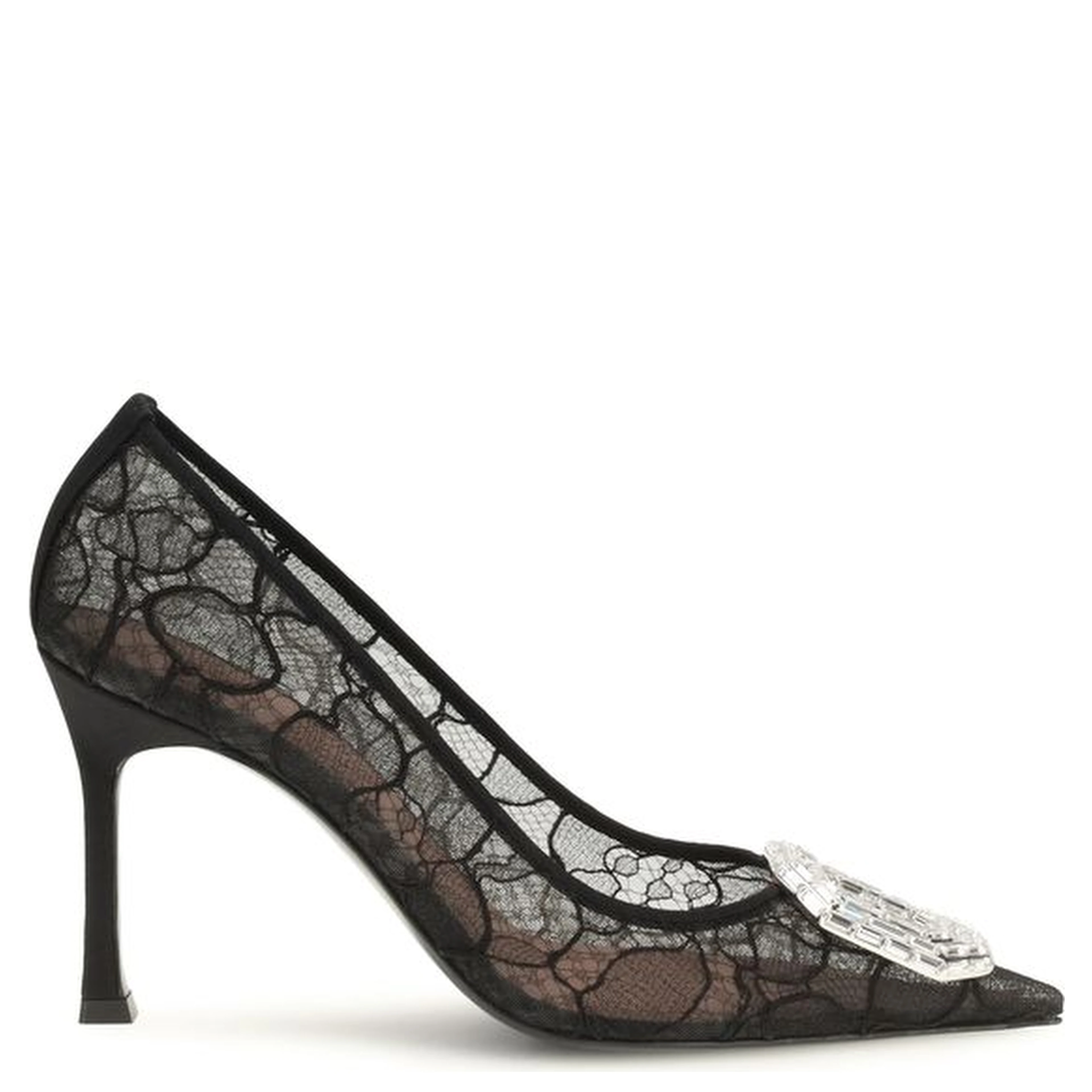 Black Fabric High Heel Pumps