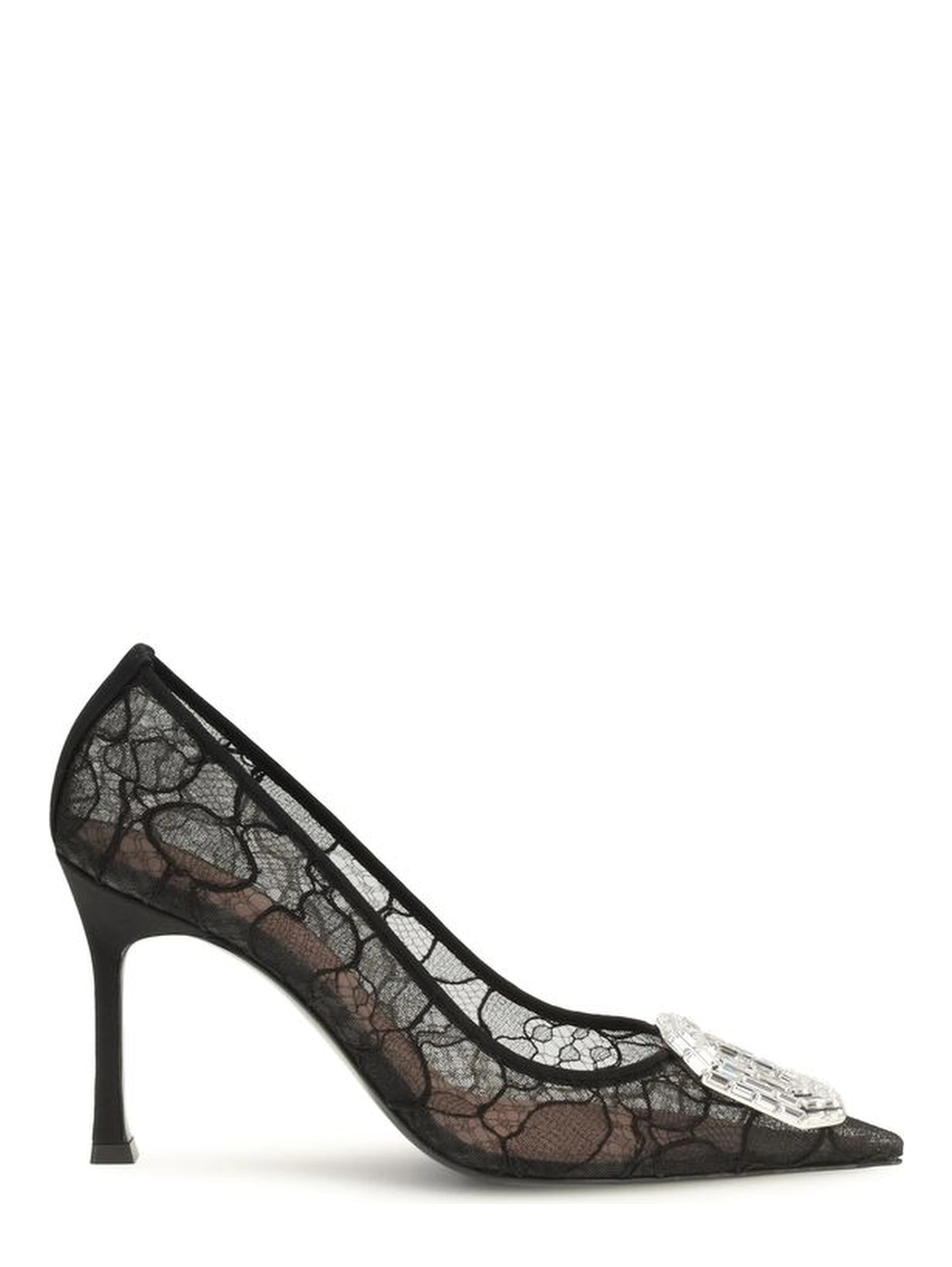 Black Fabric High Heel Pumps