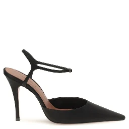 Black Satin High Heel Pumps