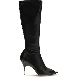 Black Napa Leather / Calf Bos Taurus High Heel Boots