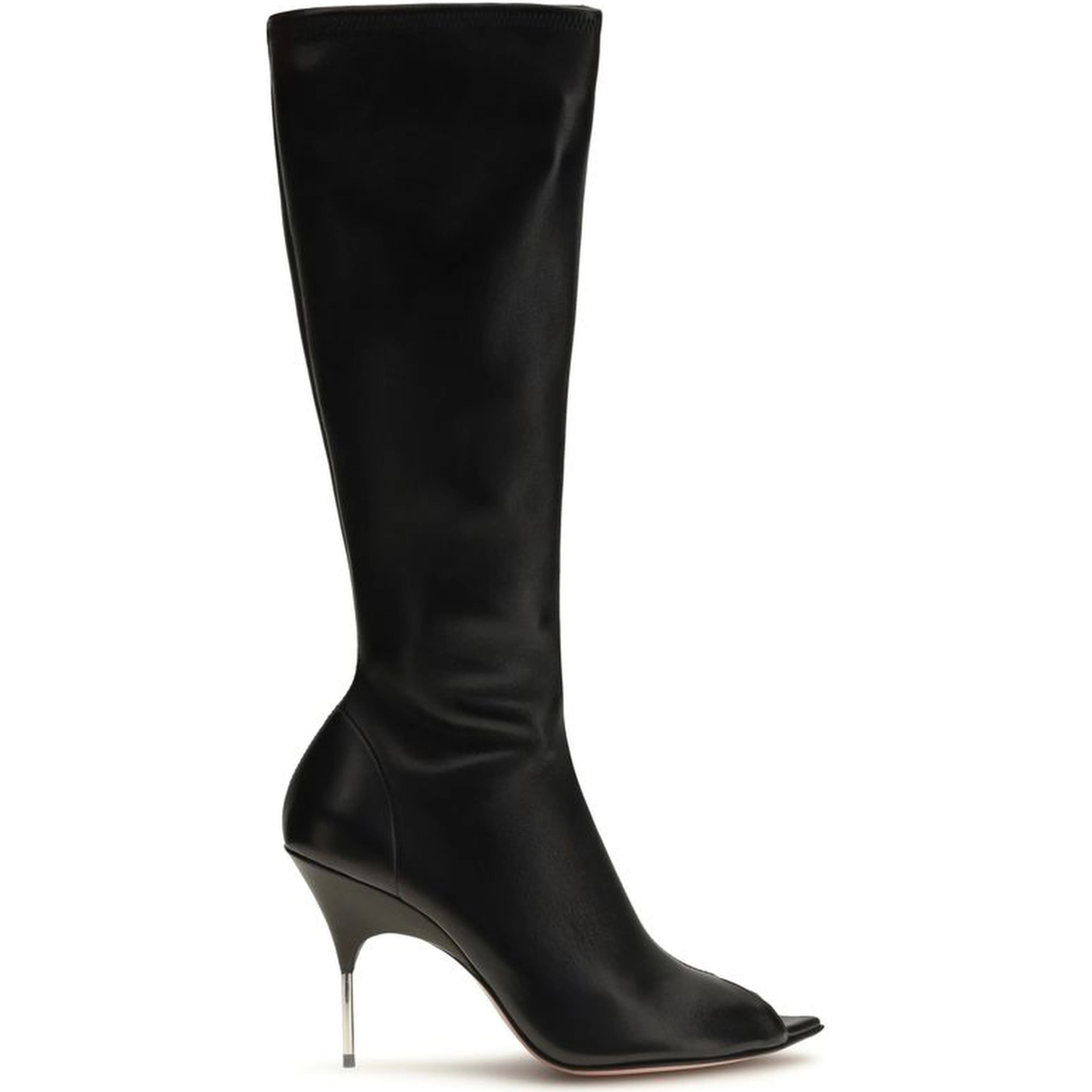 Black Napa Leather / Calf Bos Taurus High Heel Boots