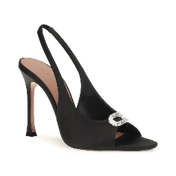 Black Satin Stiletto Heel Sandals