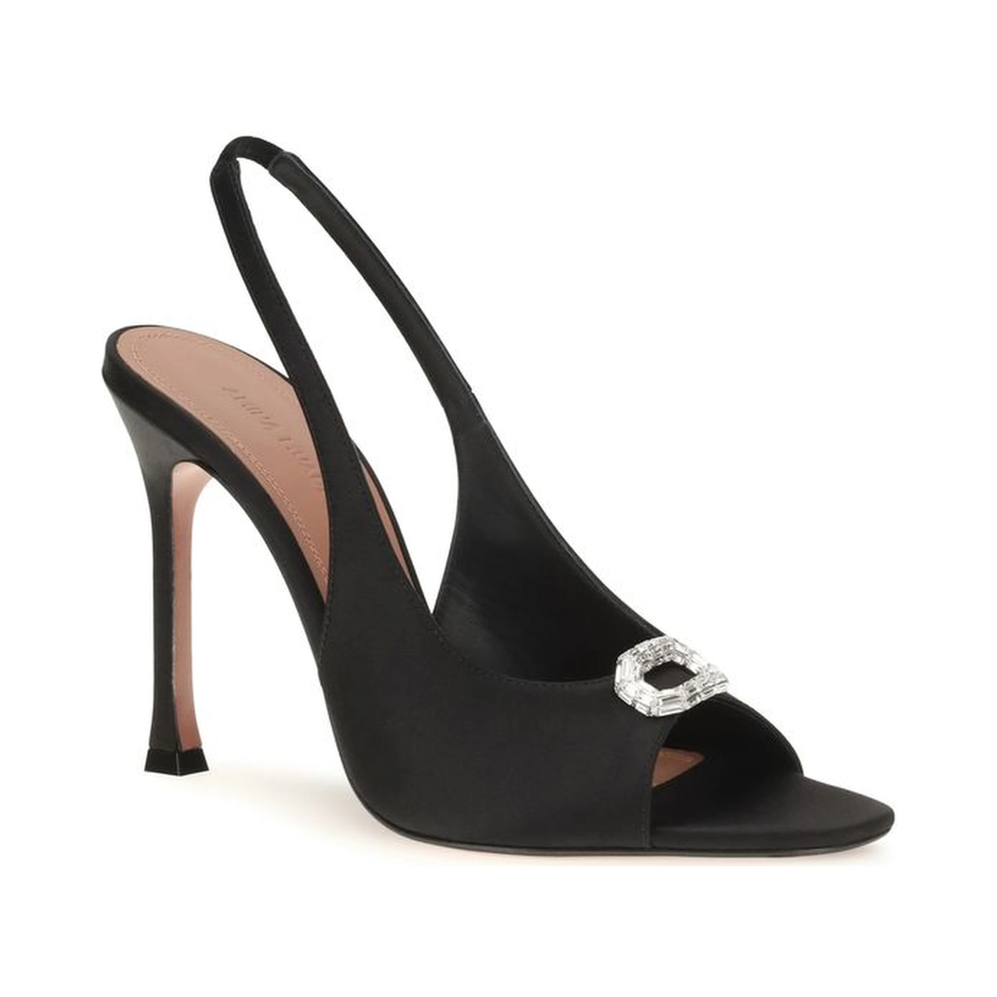 Black Satin Stiletto Heel Sandals