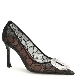 Black Fabric High Heel Pumps