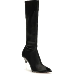 Black Napa Leather / Calf Bos Taurus High Heel Boots