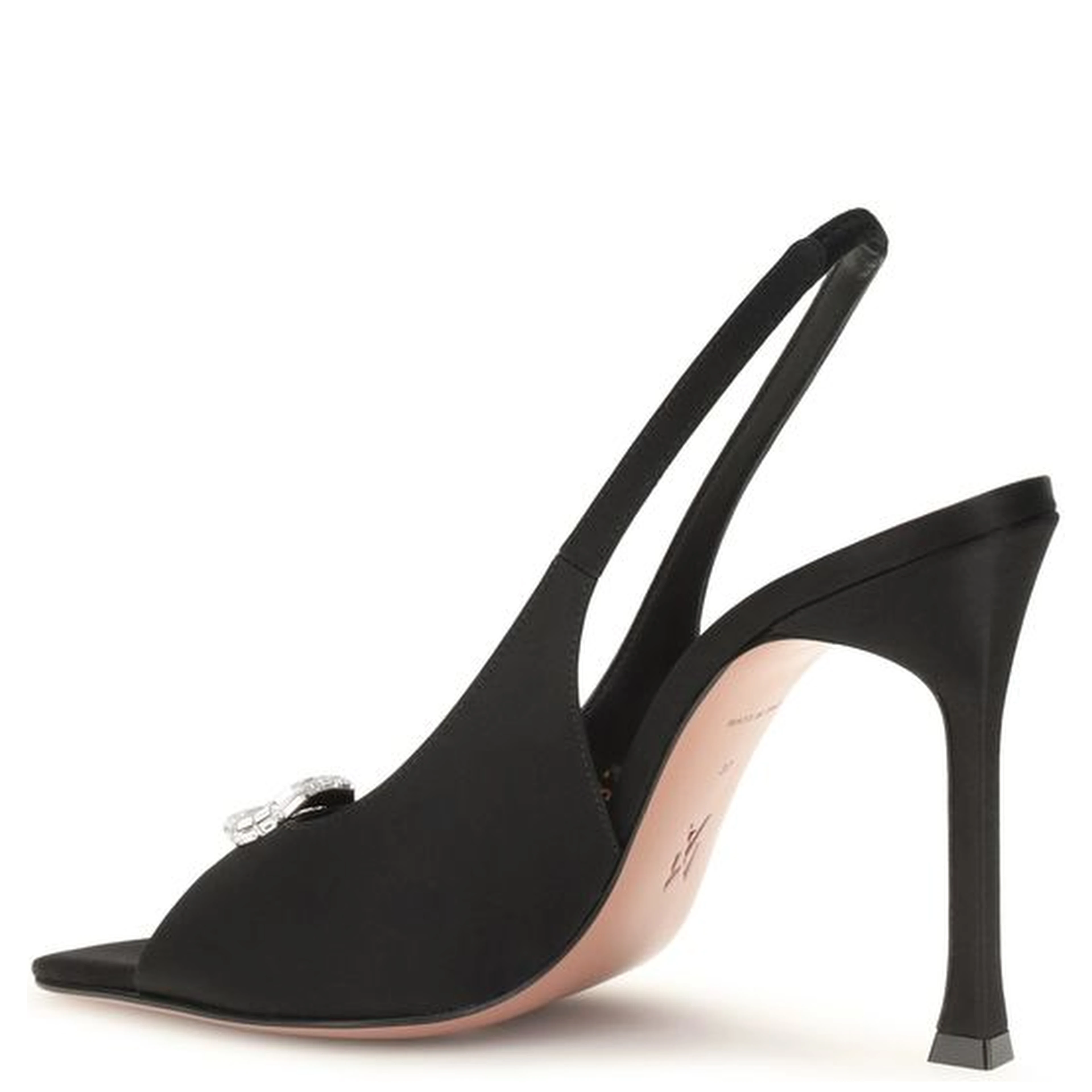 Black Satin Stiletto Heel Sandals