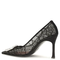 Black Fabric High Heel Pumps