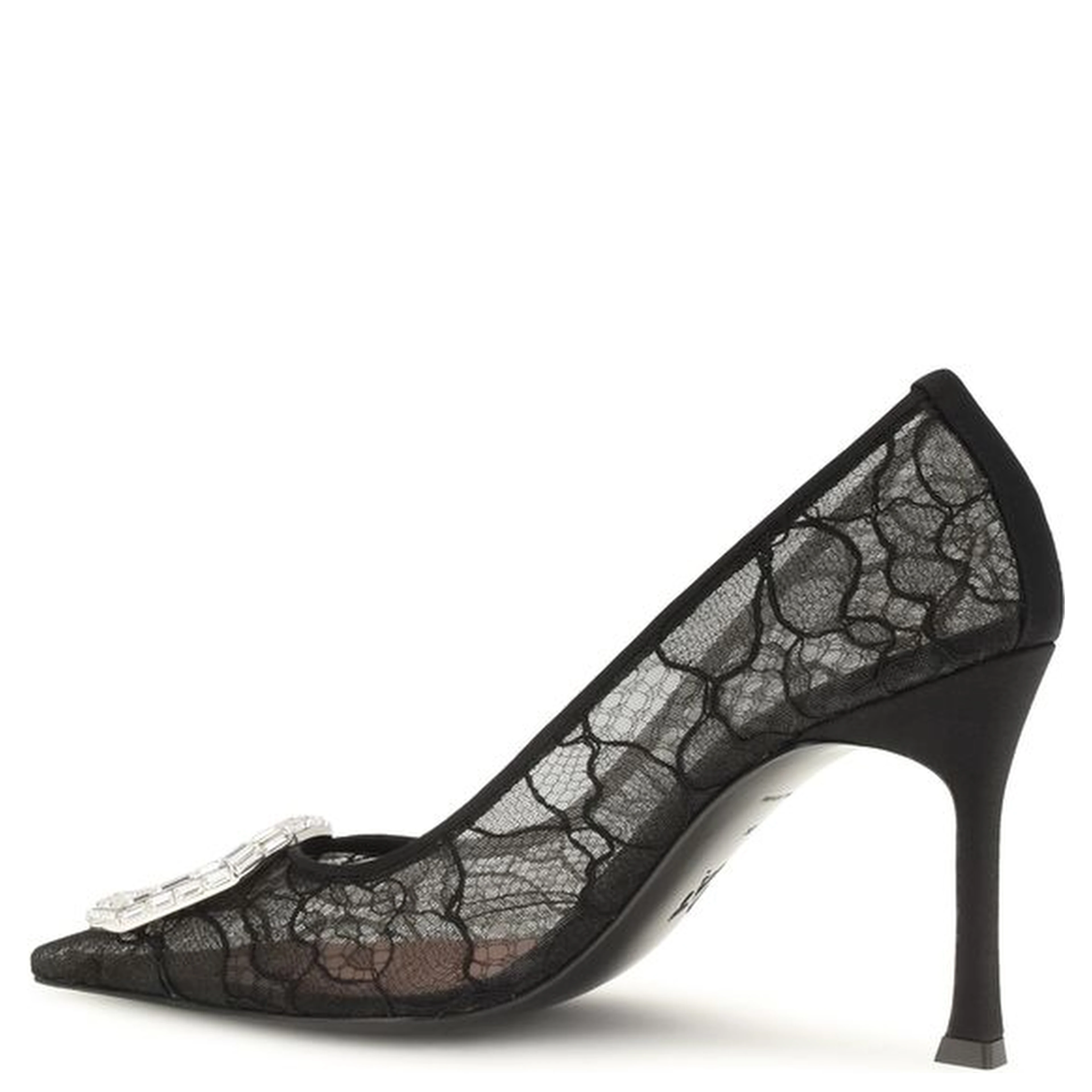 Black Fabric High Heel Pumps
