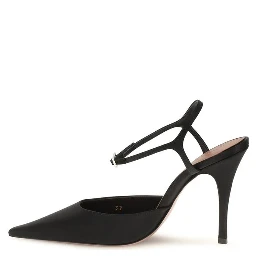 Black Satin High Heel Pumps