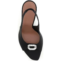 Black Satin Stiletto Heel Sandals