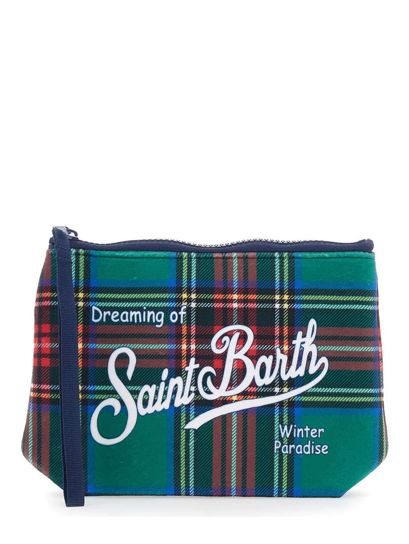 ALINE W pouch with tartan motif in multicolored Tech Fabric for women