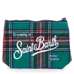 ALINE W pouch with tartan motif in multicolored Tech Fabric for women