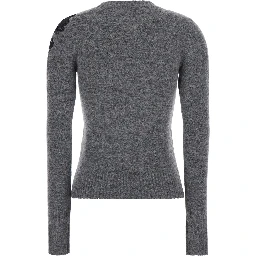 Sweater with Lace Details Round Neck in Gray Women