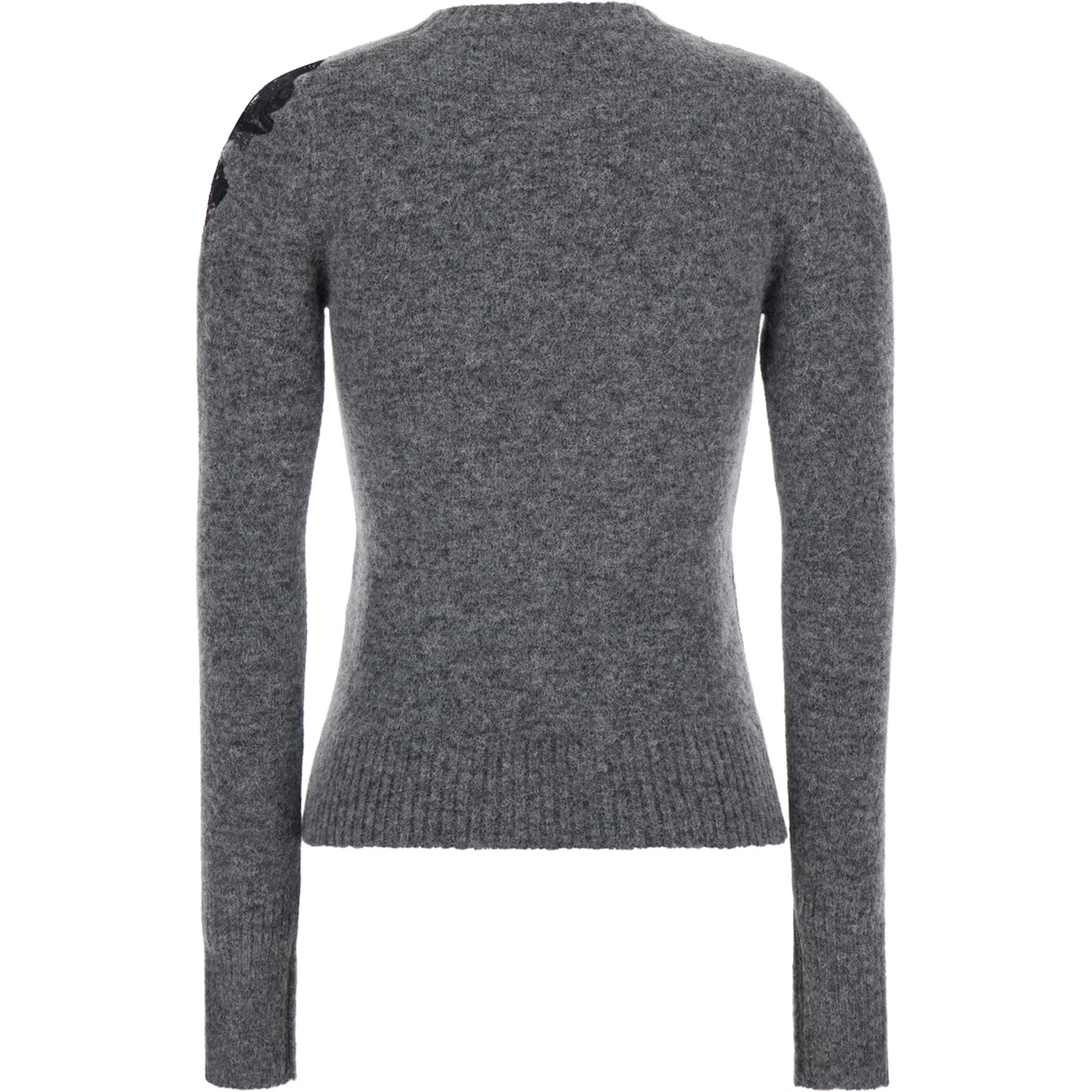 Sweater with Lace Details Round Neck in Gray Women