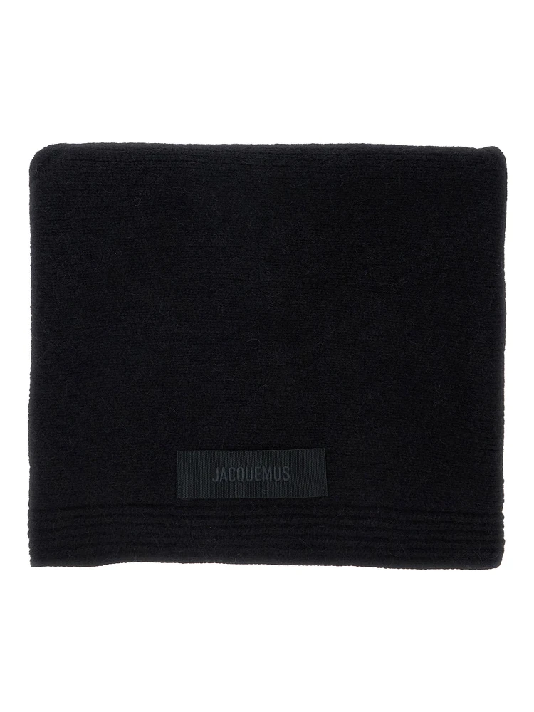 LE CHALE GROS GRAIN is a unisex black alpaca and merino wool scarf