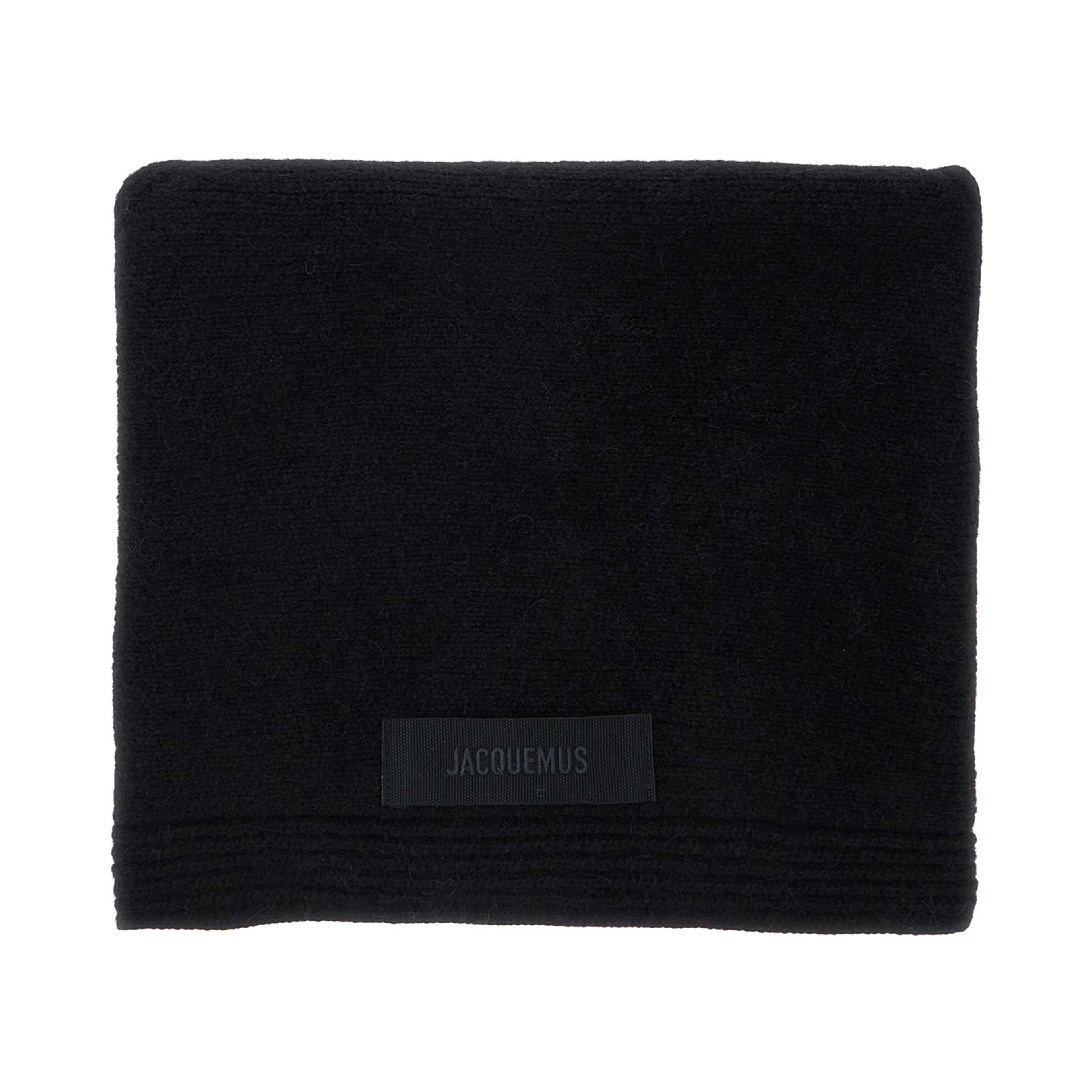 LE CHALE GROS GRAIN is a unisex black alpaca and merino wool scarf