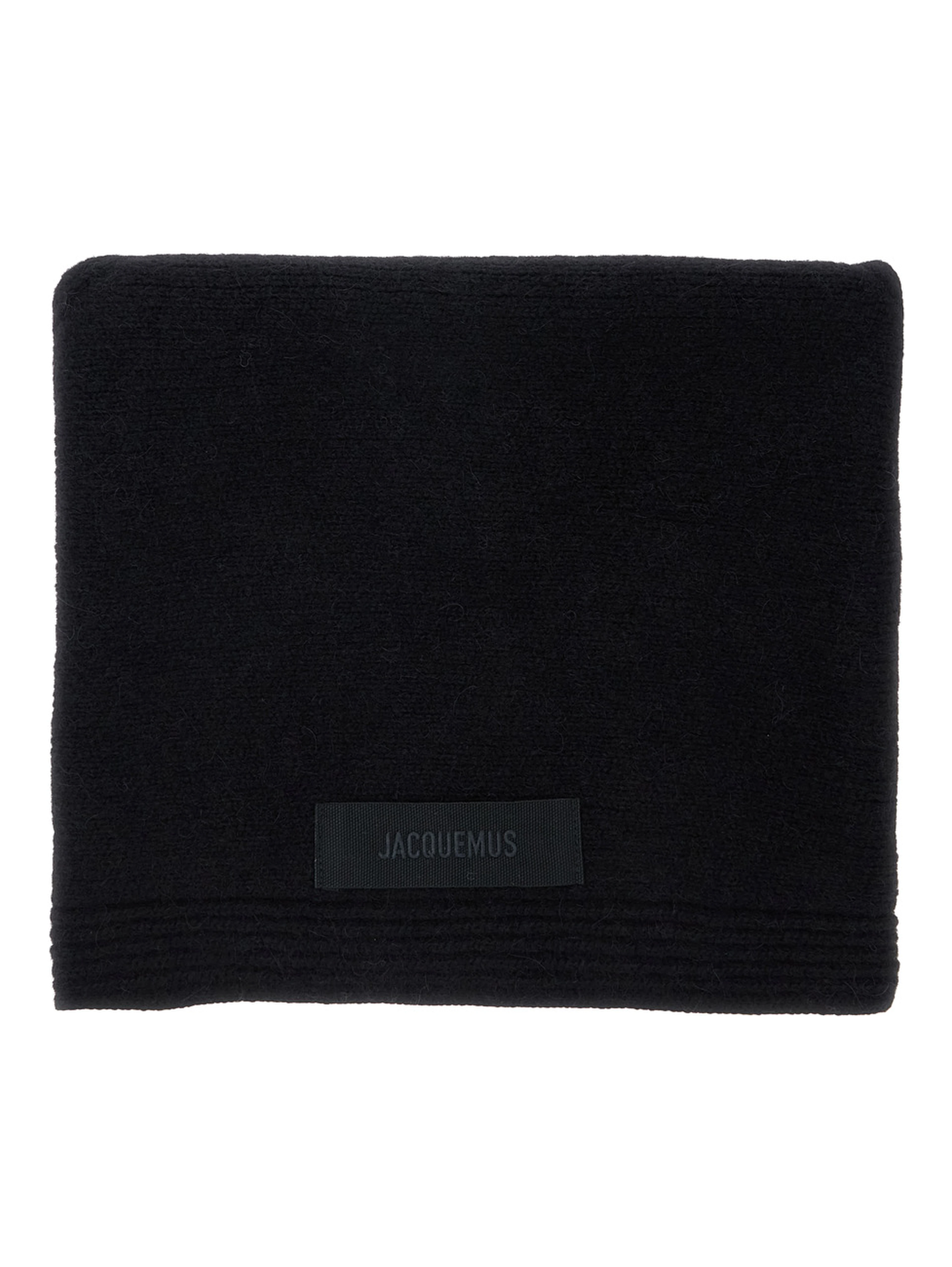 LE CHALE GROS GRAIN is a unisex black alpaca and merino wool scarf