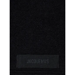 LE CHALE GROS GRAIN is a unisex black alpaca and merino wool scarf