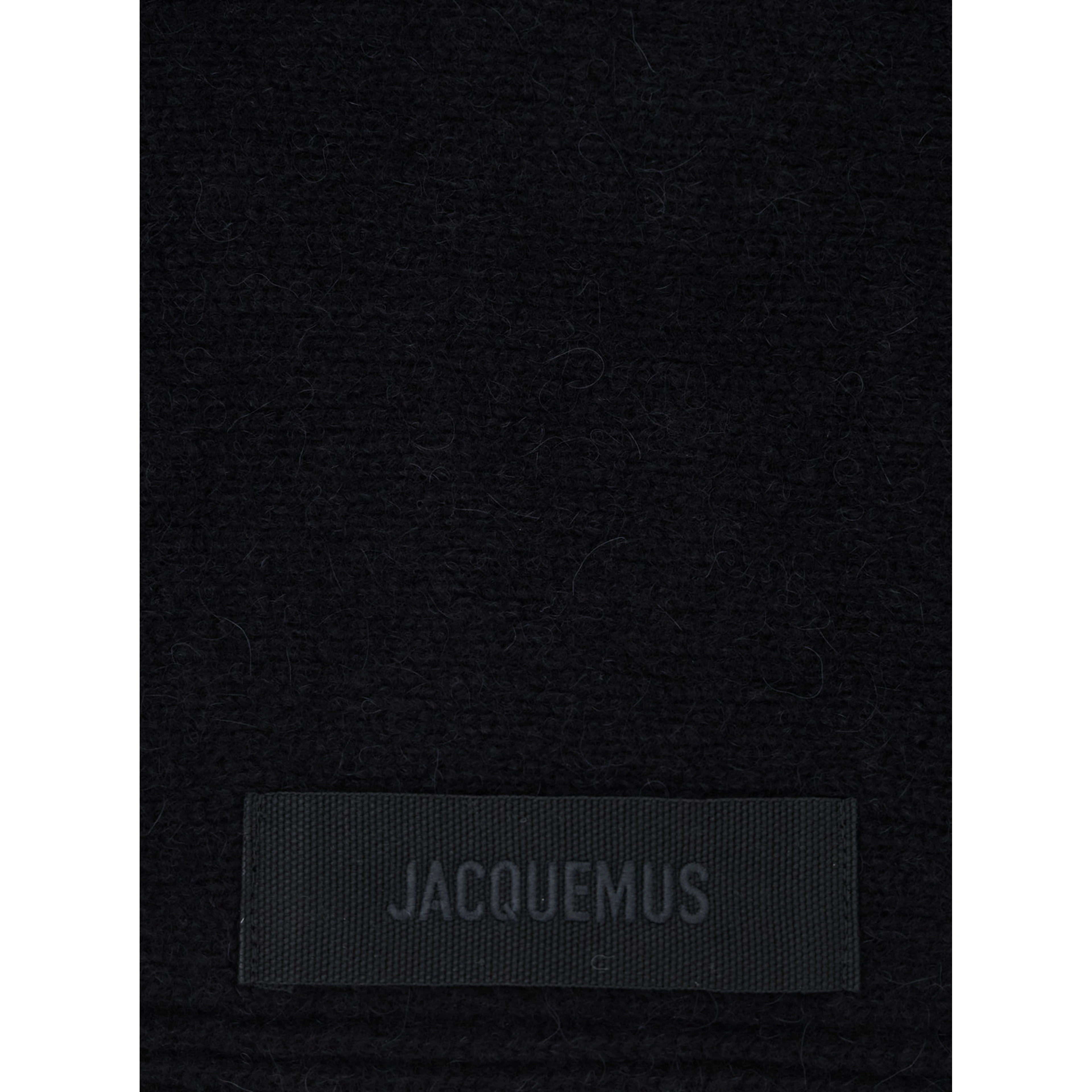 LE CHALE GROS GRAIN is a unisex black alpaca and merino wool scarf