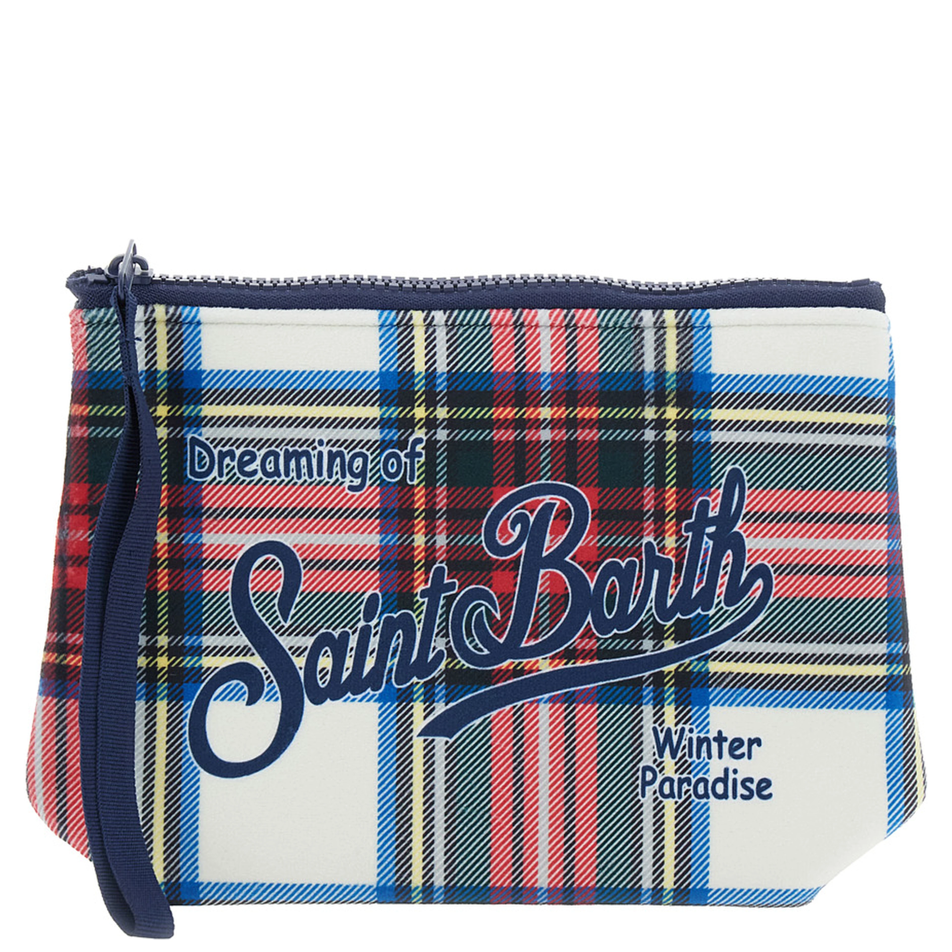 Womens multicolored rubber and polyester tartan motif pouch