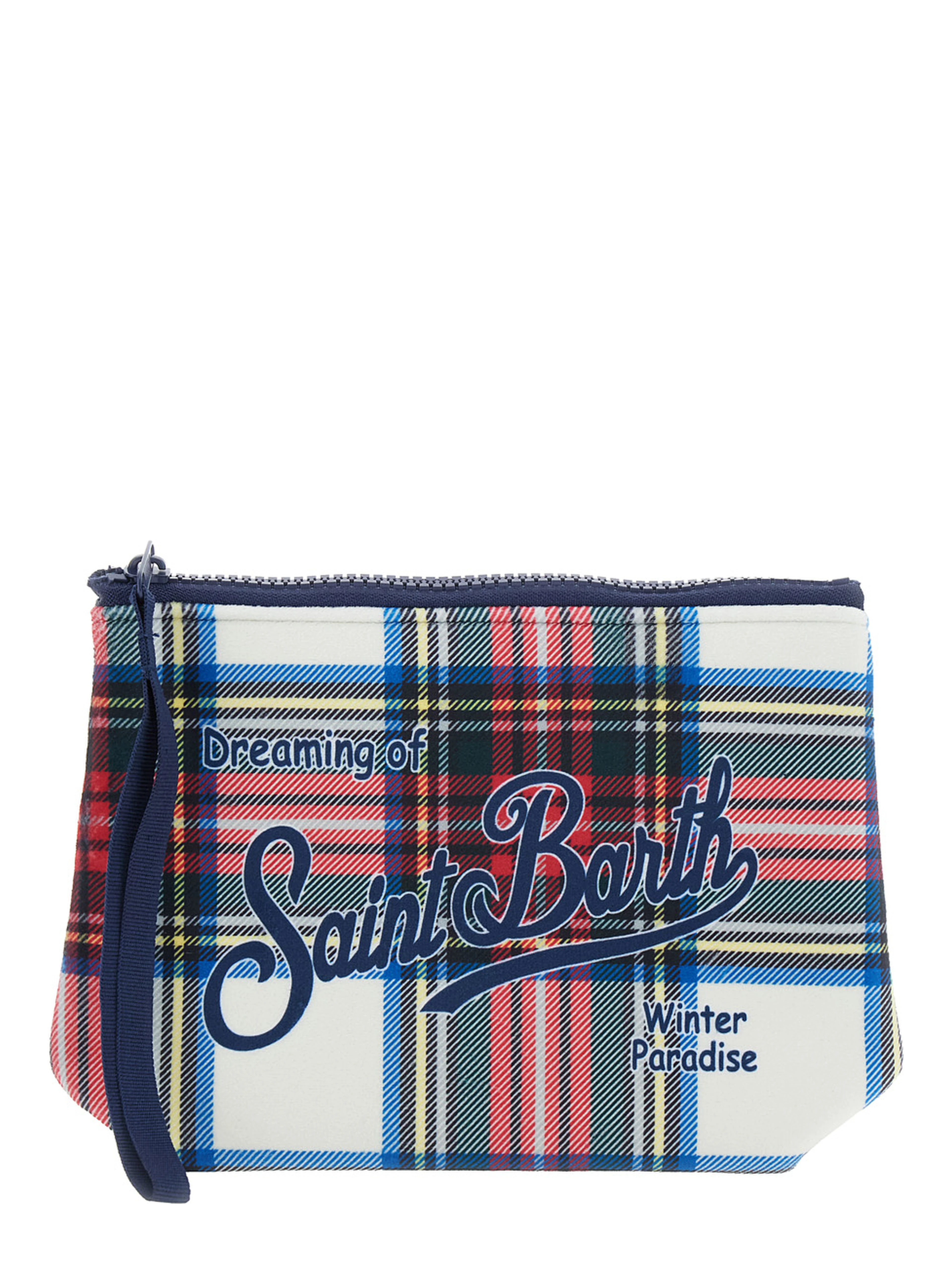 Womens multicolored rubber and polyester tartan motif pouch