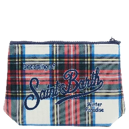 Womens multicolored rubber and polyester tartan motif pouch