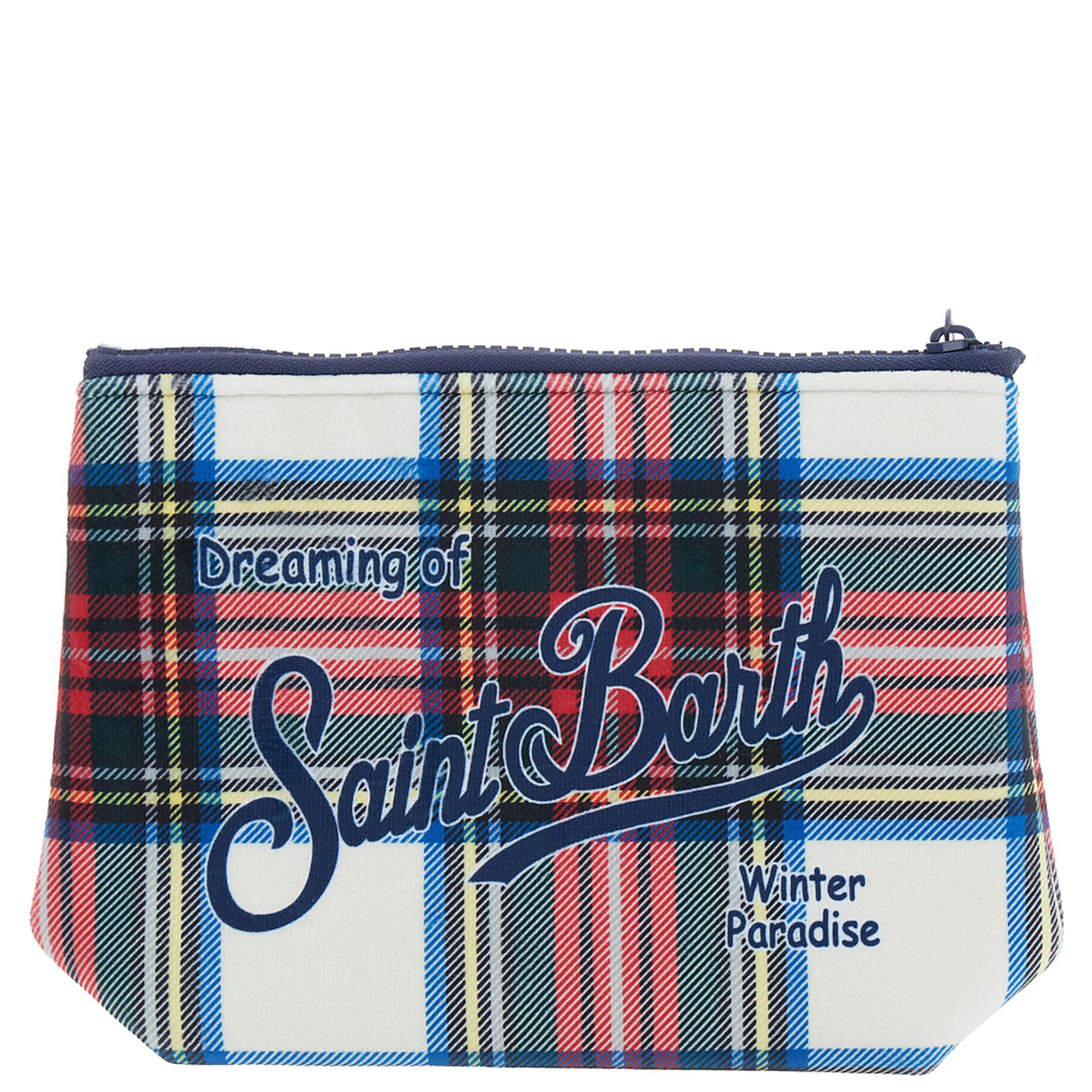 Womens multicolored rubber and polyester tartan motif pouch