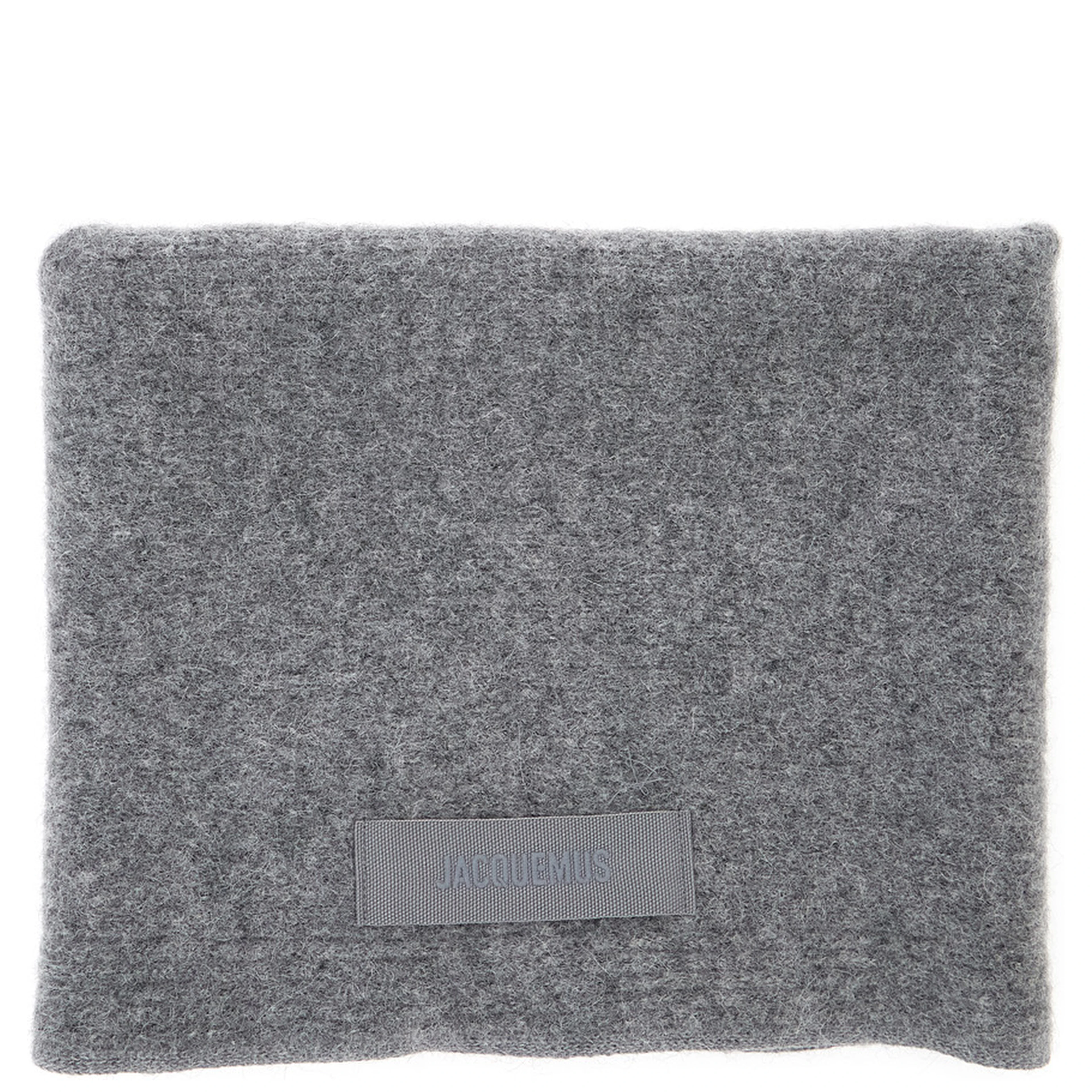 LE CHALE GROS GRAIN is a unisex scarf made of gray alpaca and merino wool