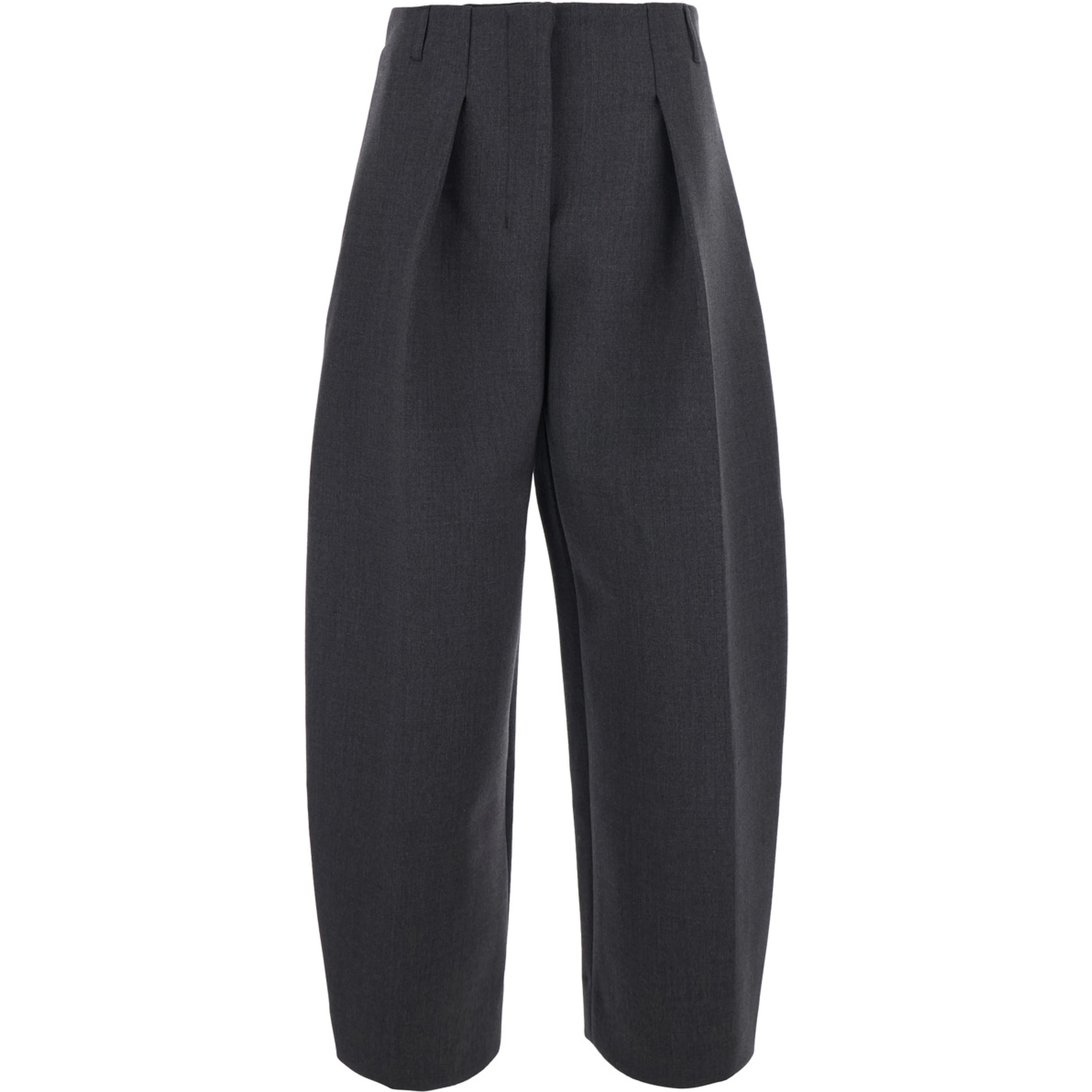 LE PANTALON OVALO is a pair of pants with pockets and front closure in gray for women