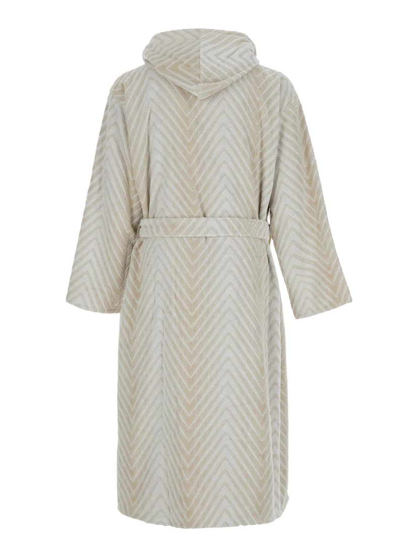 Unisex multicolor hooded bathrobe in fabric