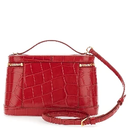 LE PETIT VANITY is a unisex red calf leather crossbody bag
