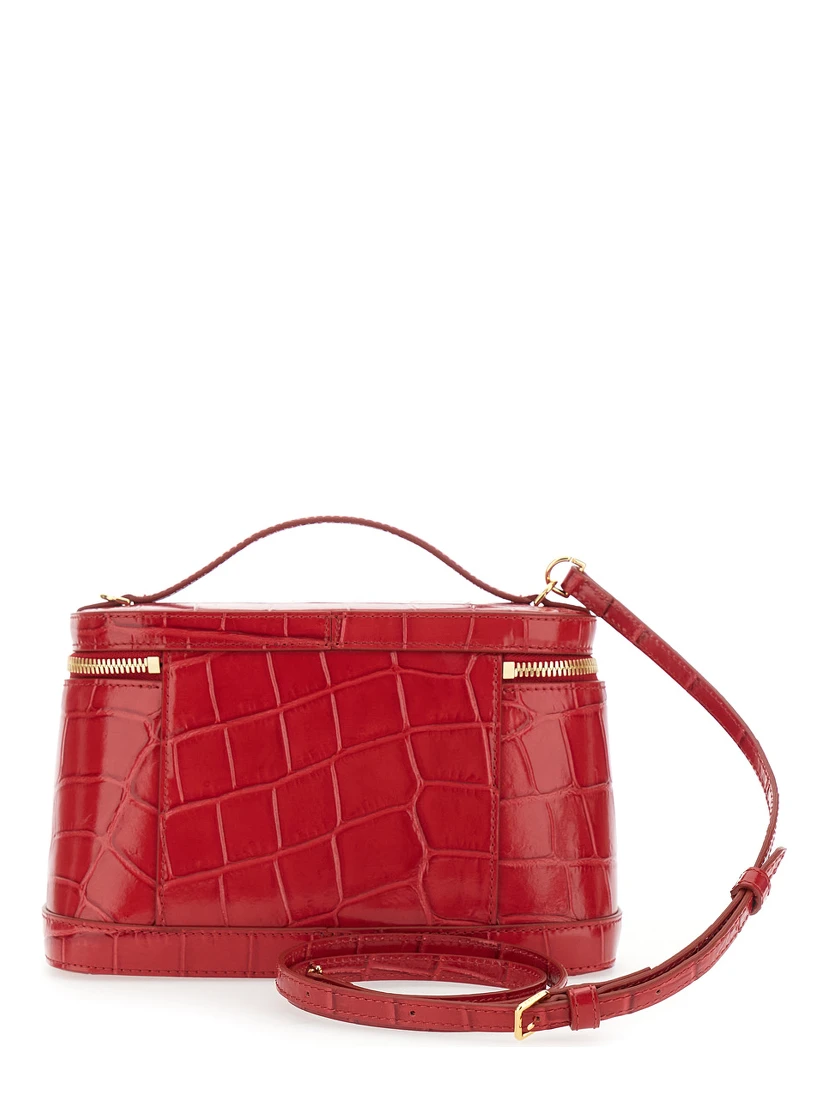 LE PETIT VANITY is a unisex red calf leather crossbody bag
