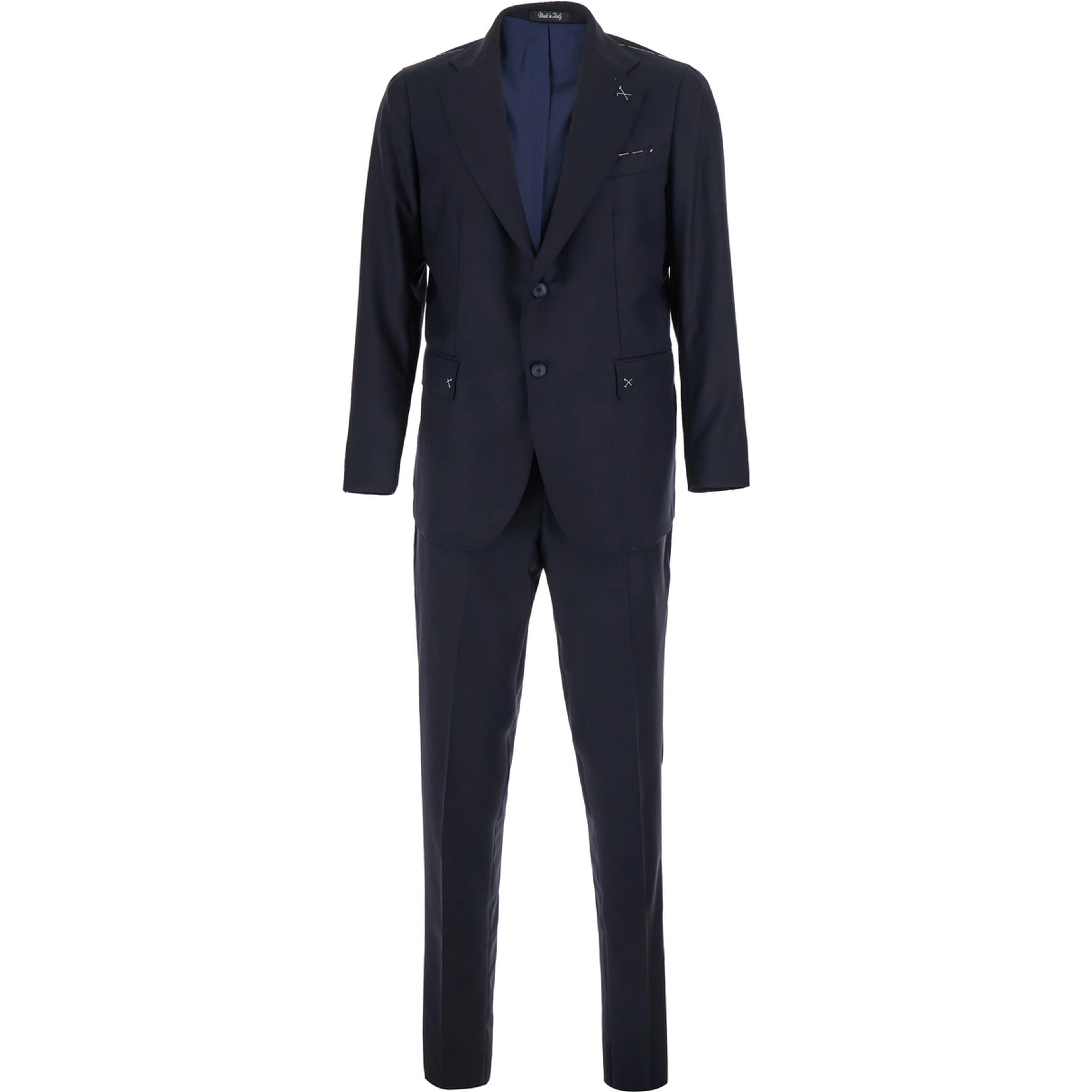 Single-breasted Semi-lined Jacket and No Pleat Pants with Stripes in Tech Fabric Blue Women